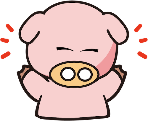 両手上げるブタちゃん