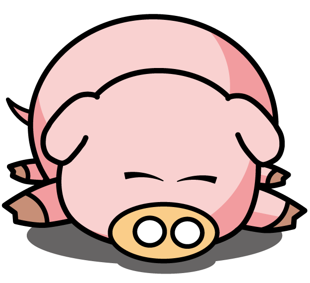 寝転ぶブタちゃん